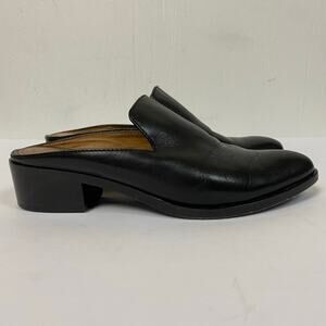 Frye Ray Black Leather Block Heel Slip On Mules Size 7